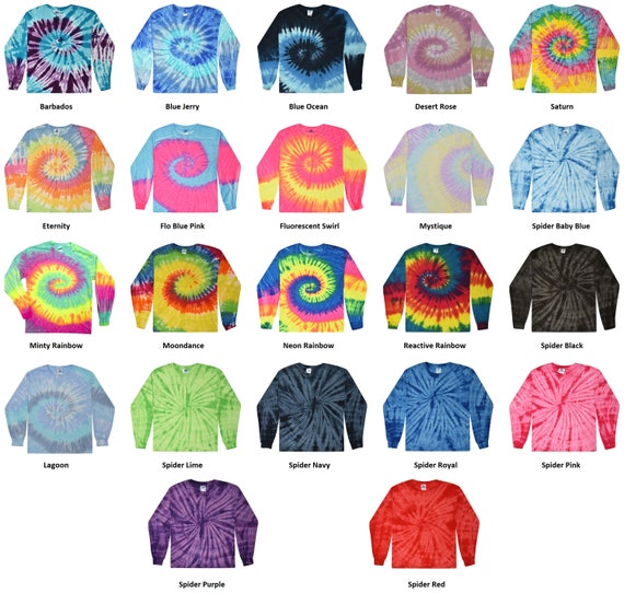Tie Dye Shirt Long Sleeve Adult Sizes (S M L XL 2XL 3XL
