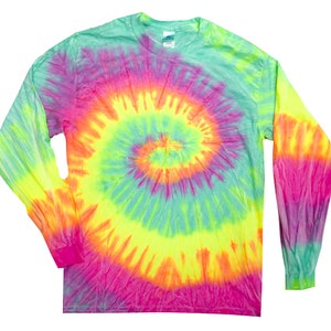 Tie Dye Shirt Long Sleeve Adult Sizes S M L XL 2XL 3XL Unisex 100% ...