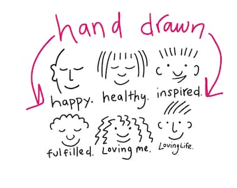 Caras de mantra dibujadas a mano PNG Descarga instantánea Doodle
