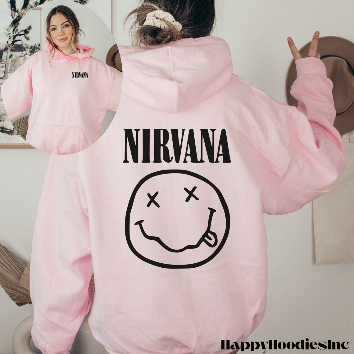 Nirvana Hoodie Nirvana Sweatshirt Rock and Roll Hoodie Retro Hoodie Etsy