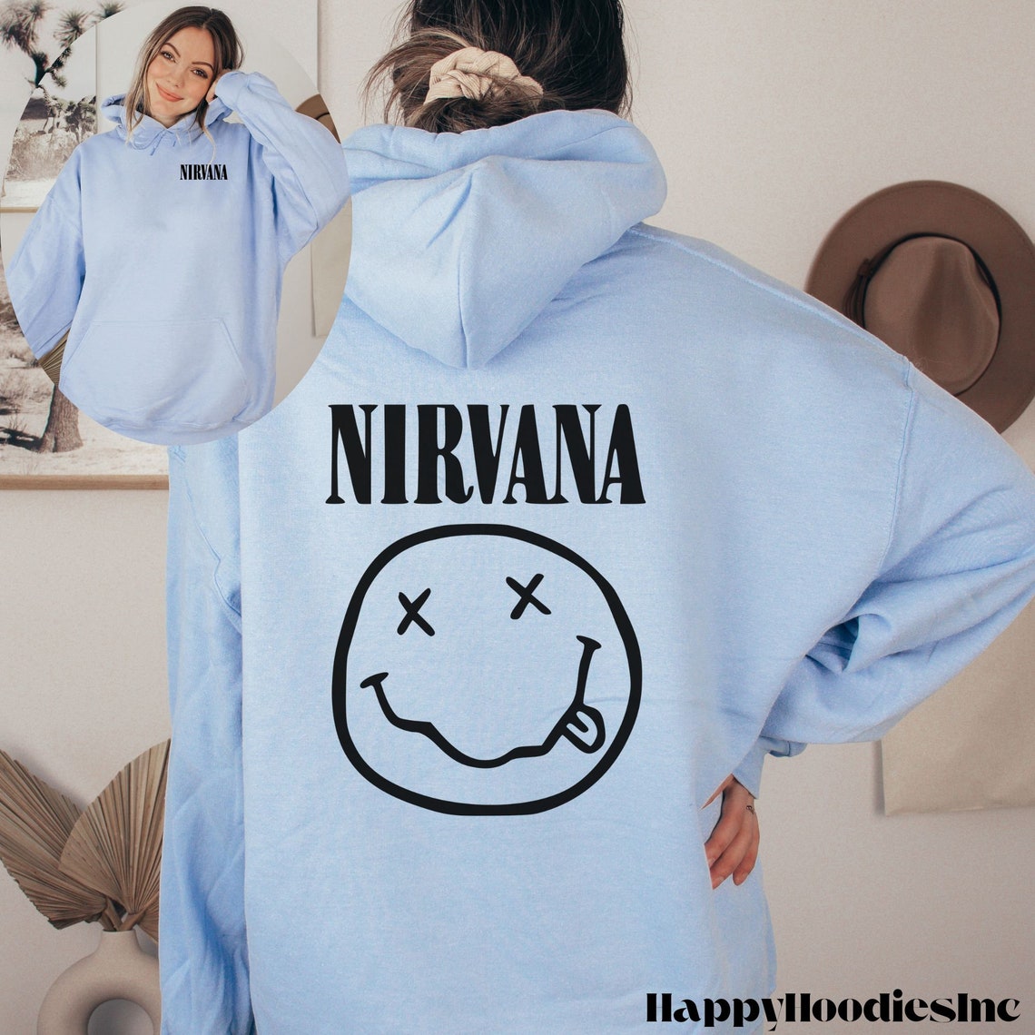 Nirvana Hoodie Nirvana Sweatshirt Rock and Roll Hoodie Retro Hoodie Etsy