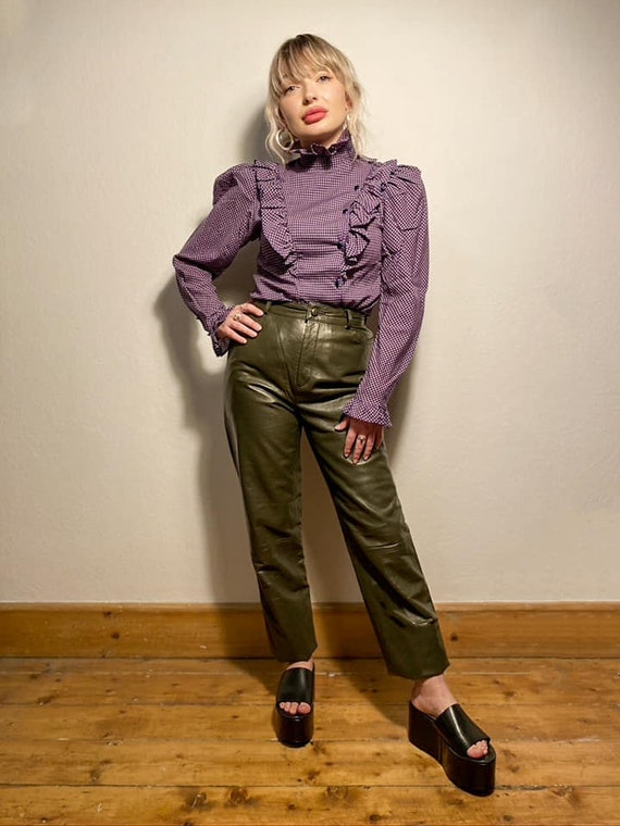 Vintage Olive Green Leather Trousers