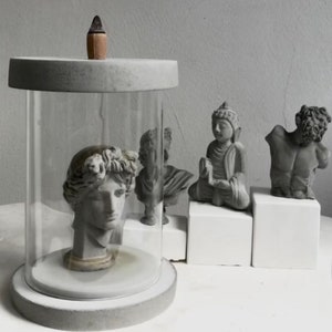 CUSTOM GODDESS VENUS Buddha David Large Incense Holder with Lid Incense Cones Burner Smoke Waterfall  Glass Incense Holder David