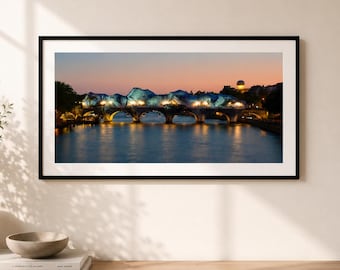 Pont Neuf cubierto por JR Land Art Paris. Impresión fotográfica de bellas artes enmarcada.