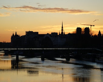 Photo Lever de soleil sur l'Ile de la Cité Matinée paisible à Paris, France Grand format Décoration maison