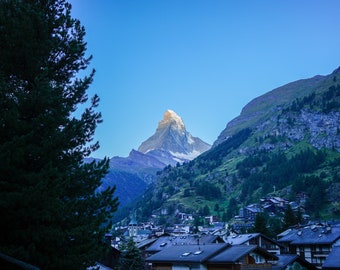 Photo Lever de soleil sur le Mont Cervin en été, Zermatt Suisse Grand format Décoration maison