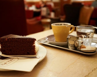 Photo Sachertorte et café au Café Diglas, Vienne Autriche Grand format Décoration maison