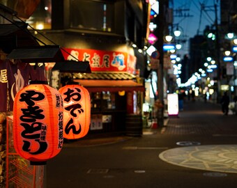 Photo scène de rue de nuit à Kagoshima #2, Japon Grand format Décoration maison