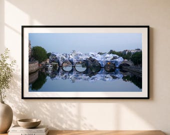 Espejo del Pont Neuf cubierto por JR Land Art Paris Impresión fotográfica de bellas artes enmarcada