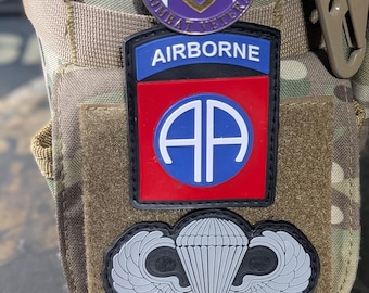 Airborne Duo Pack (2 PVC Patches) 82nd Airborne Division AA & Paratrooper Jump Wings, U.S. Army Airborne Veteran Tactical Patches