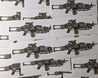 M249 SAW Machine Gun Poster Print Soldier Gift Gun Blueprint Military Decor