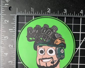 Freedom Fighters SARGE Avatar PVC Patch | Glow-in-the-Dark | Hook & Loop | YouTube Logo