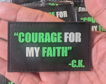 Courage for My Faith Patch – Glow-in-the-Dark GITD PVC Patch- Charlie Krik- Tribute