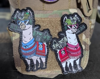 Tactical Llama Duo Pack (2 PVC Patches) Male & Female Llama Gunners, Funny Tactical Morale Patch, Military Veteran Gear
