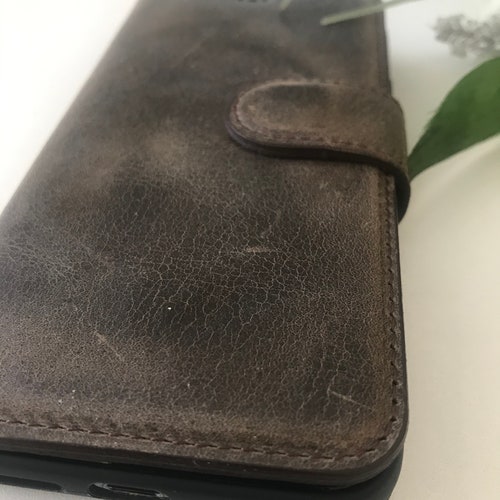 IPHONE X/ XS Chestnut Brown Genuine Leather Case orders /Magnetic Detachable, wallet case / free shipping