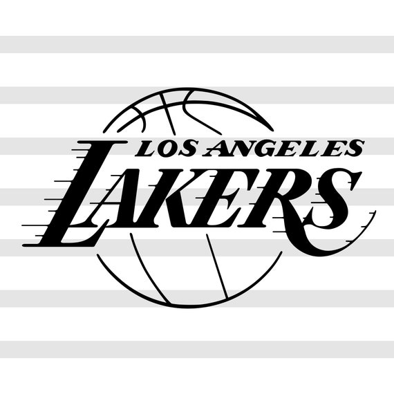 Los Angeles Lakers Black And White Logo Svg La Basketball Etsy