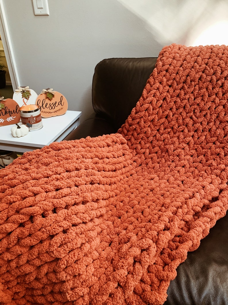 Handmade Chunky Knit Blanket 15 Colors Cozy Warm Soft Etsy