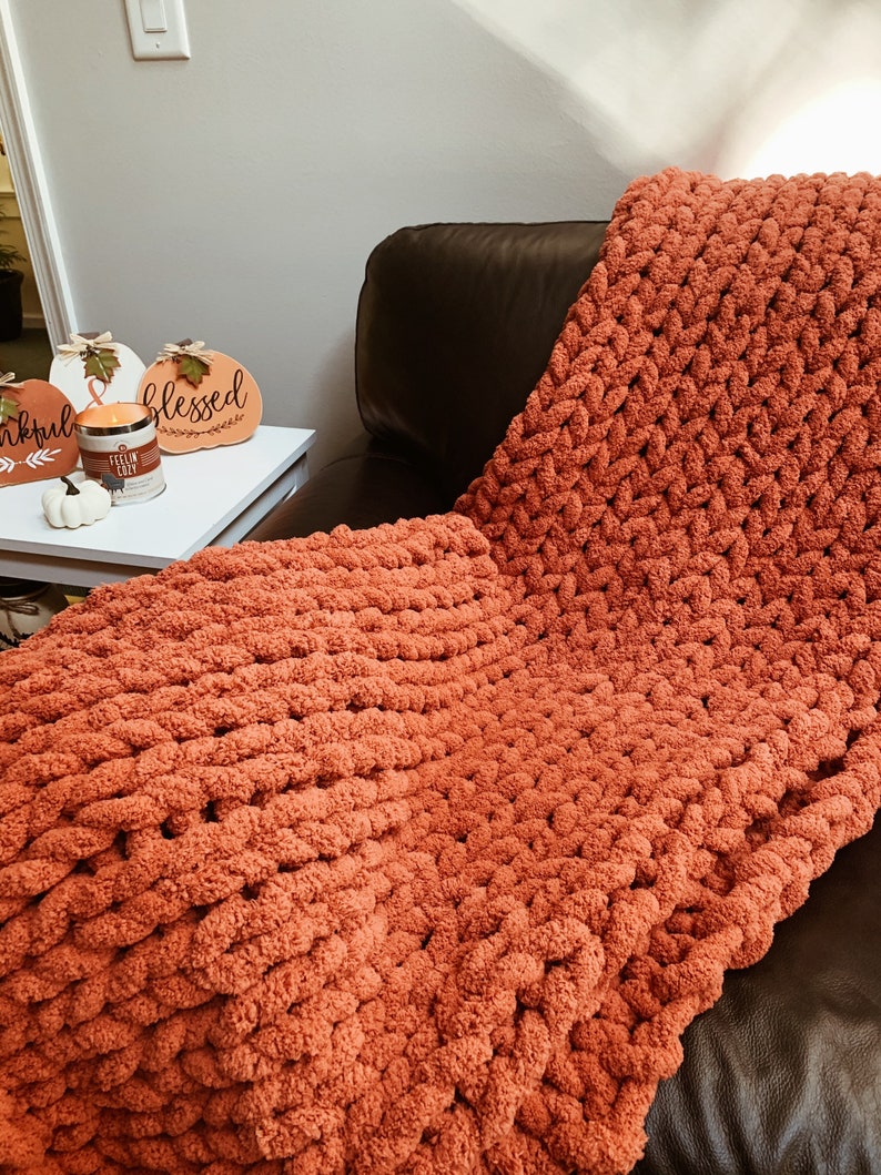 Handmade Chunky Knit Blanket // 15 Colors // Cozy Warm Soft Etsy
