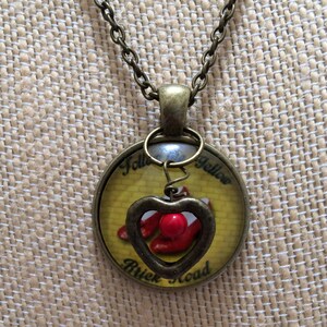 Wizard of Oz Ruby Slippers Necklace, Antique Gold Metal, &quot;Follow The Yellow Brick Road&quot;, 20&quot;