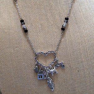 Wizard of Oz Charm Necklace: Kansas Heart, Dorothy, Toto, Ombre Crystals