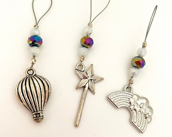 Marqueurs de point Magicien d'Oz Baguette magique arc-en-ciel Montgolfière pour tricoteuses Crochet