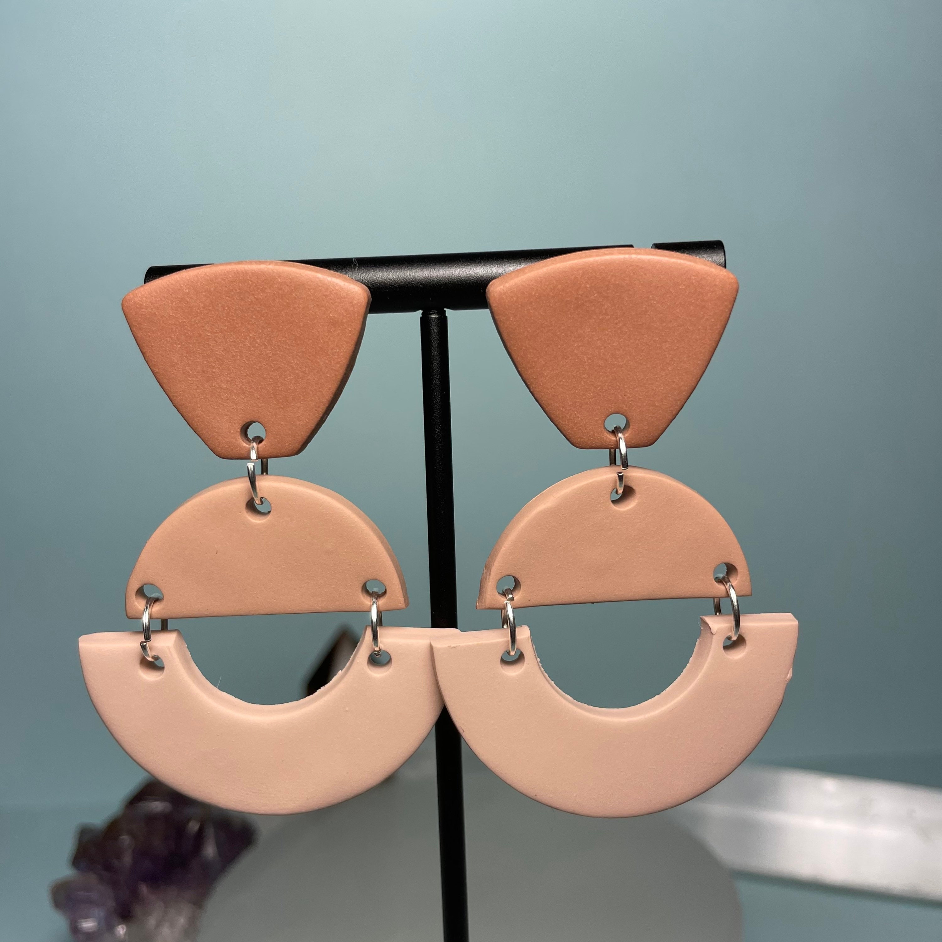 Beige dangle earrings handmade Etsy