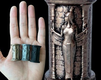 Maat Statue Ankh Pocket Charm Sculpture 1.3 inch Egyptian Mythology Goddess Portable Travel Altar Statue For Pocket Shrine, 3D Printed Resin