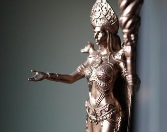 Hecate Statue 6" Resin Ornate Figurine Wearing Strophalos and Dogs | Check out our shop for the Triple Hekate Greek Mythology Statue