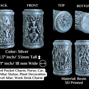 Baphomet Statue 3D Printed Resin High Quality Details Figurine Altar Sculpture Talisman Token Pocket Charm Amulet Trinket Miniature Gift Pocket Resin- Silver