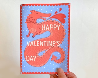 Printable Dragon Valentine's Day Card, DIY Digital file print at home cute for kids and classroom fire heart instant download