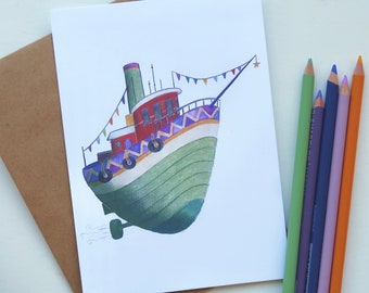 Colorful Tugboat Illustration