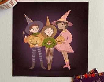 Halloween Jack-o-lantern Witch Children Print