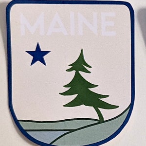 Large Vintage Maine Flag Patch Vinyl Sticker Large Vintage