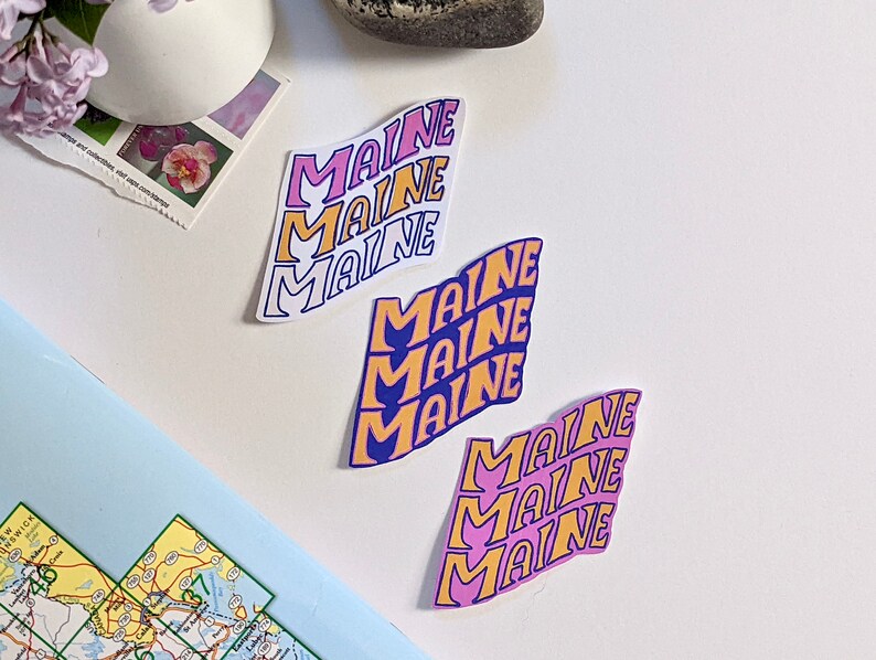 Retro Maine Hand Lettered Sticker image 2