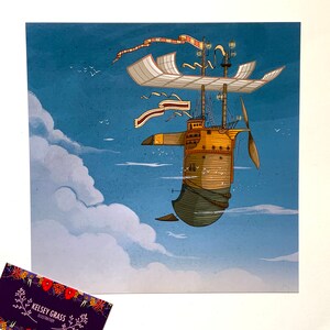 Flying Ship Illustrated Print
