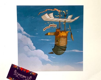 Flying Ship Illustrated Print