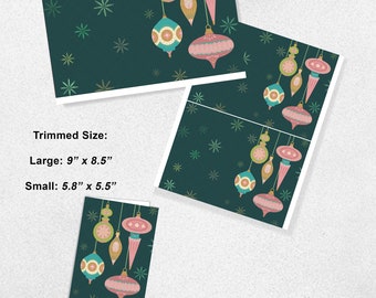 Printable Download Vintage Ornament Illustrated Holiday Card DIY home print cards