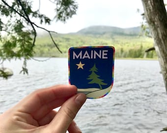 Small Blue Maine Patch Vinyl Sticker