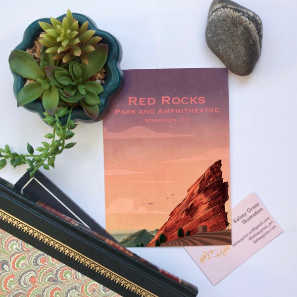 Red Rocks Amphitheatre 5" x 7" Illustrated Postcard