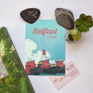 Belfast Maine Tugboat 13x18,5 cm Illustrierte Postkarte