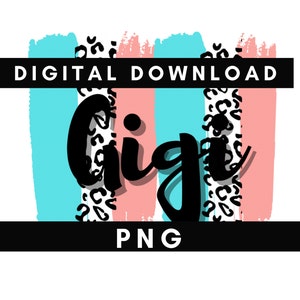 Digitale PNG-Datei GIGI Malstriche blau und rosa Druckbare Wasserrutsche Bügelbild T-Shirt Sublimation Design INSTANT DOWNLOAD