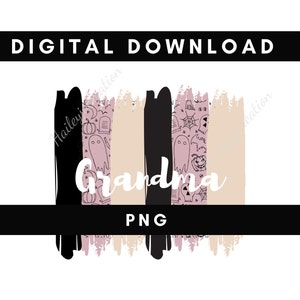 Digital png file GRANDMA paint strokes Purple ghost Printable waterslide Iron on T-shirt Sublimation design INSTANT DOWNLOAD