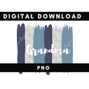 Digital png Datei OMA Malstriche Blau Gespenst Druckbare Wasserrutsche Bügelbild T-Shirt Sublimation Design INSTANT DOWNLOAD