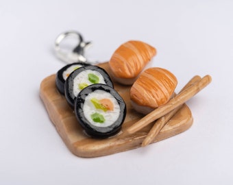 Handmade Sushi Rolls On A Plate Charm