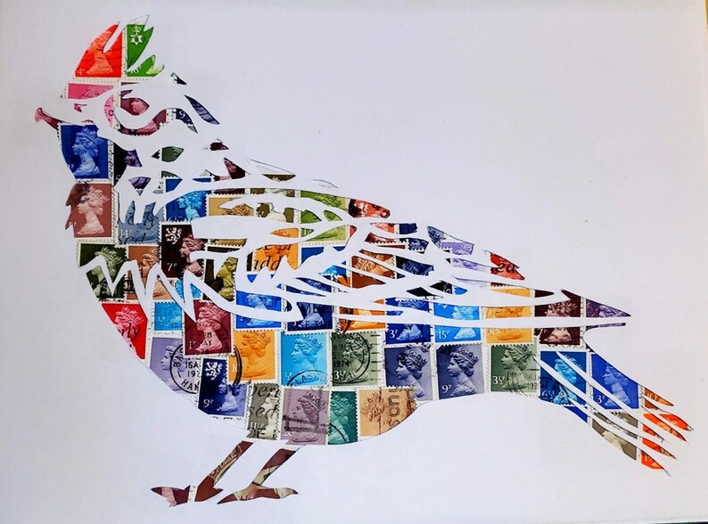 Art made From Postage Stamps Etsy