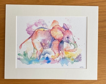 Colourful elephant art print