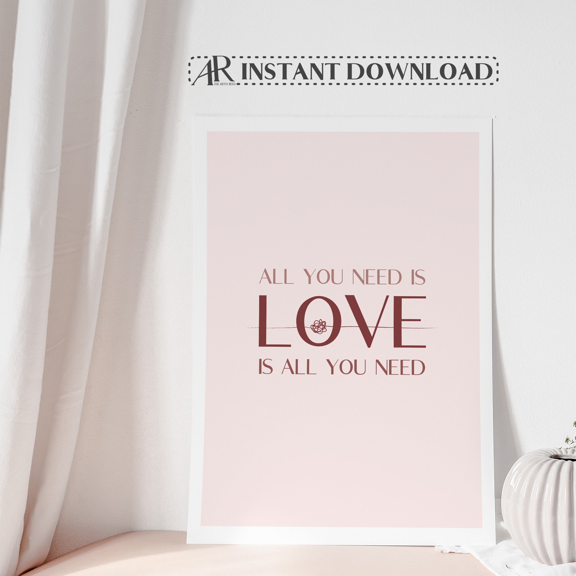 Set of 3 Prints One Line Art Love Quote Art Print Rose Etsy