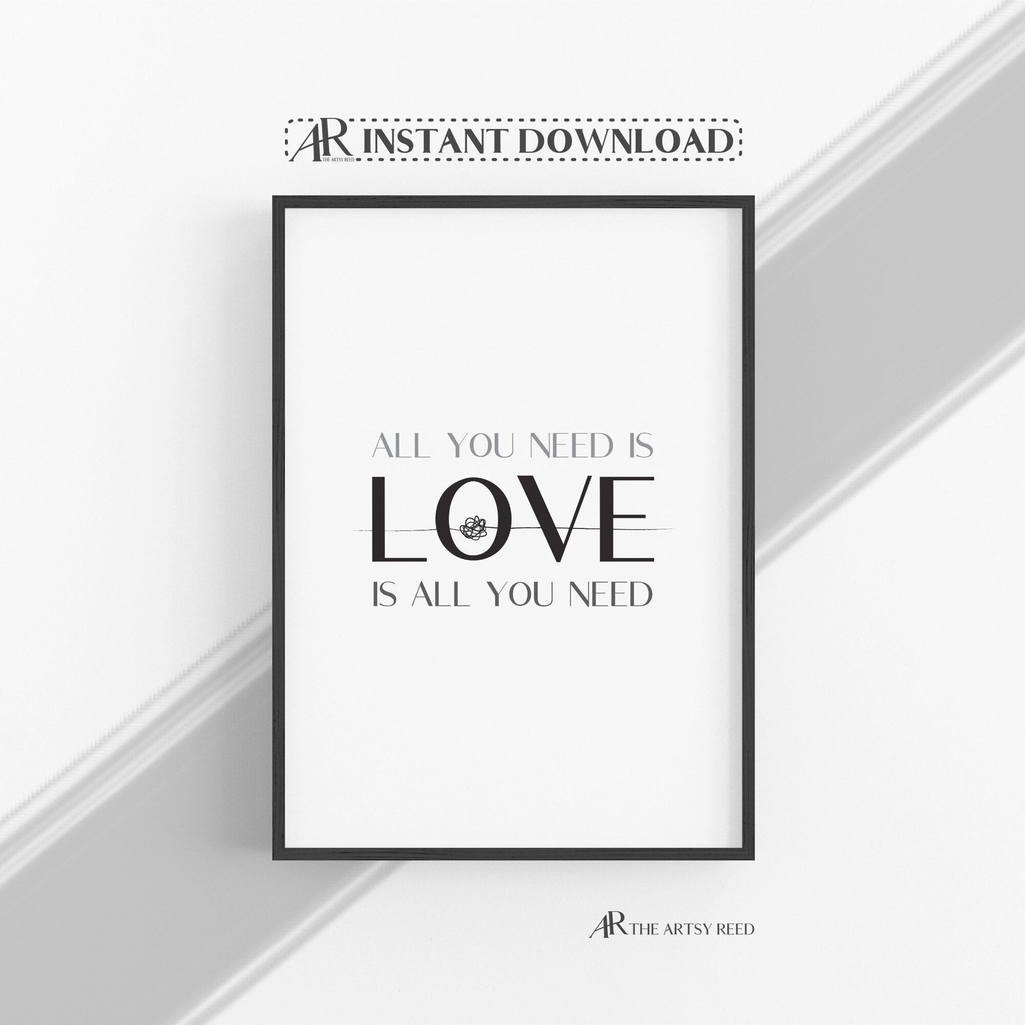 All You Need is Love Love Quote Wall Art Black and White Etsy