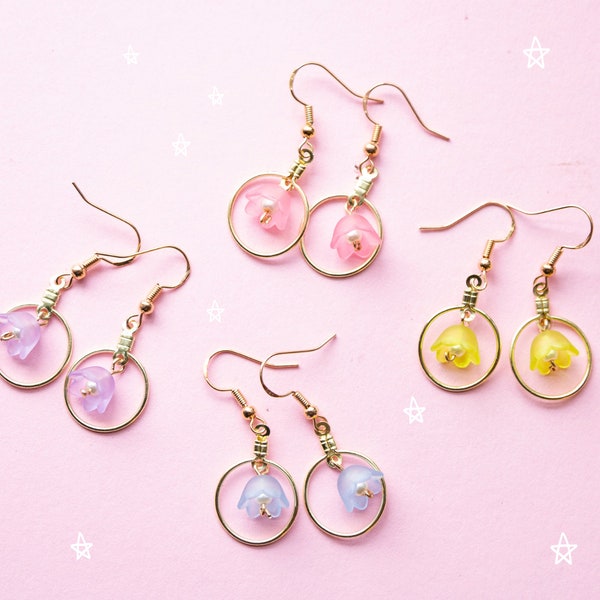 Handmade Hypoallergenic Small Tulip Hoop Earrings | Mini hoops, Flower earrings, Personalized Gifts, Handmade Jewelry