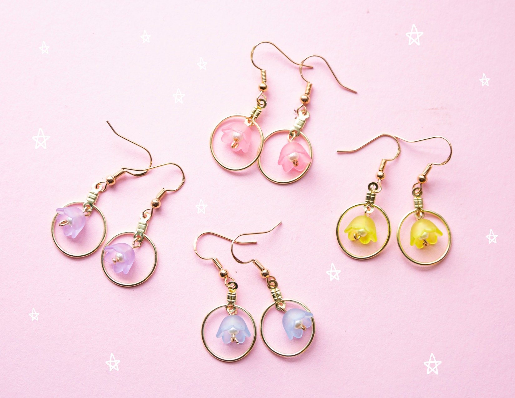 Mini Pink Tulip Earrings 